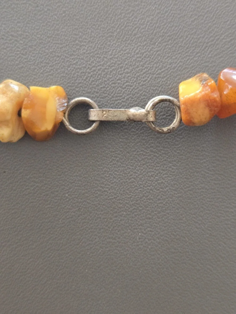 Vintage Baltic Amber Bib Necklace – Butterscotch & Cognac Amber Estate Jewelry - Picture 3 of 7